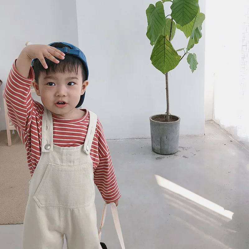 Модный хлопковый джинсовый комбинезон в Корейском стиле для мальчиков 2 цвета