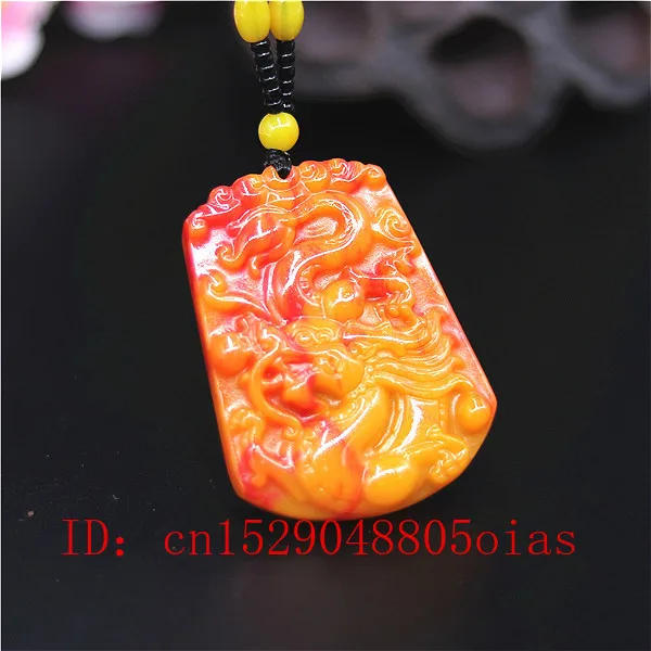 Натуральный красный желтый Нефритовый камень Дракон ожерелье из бисера