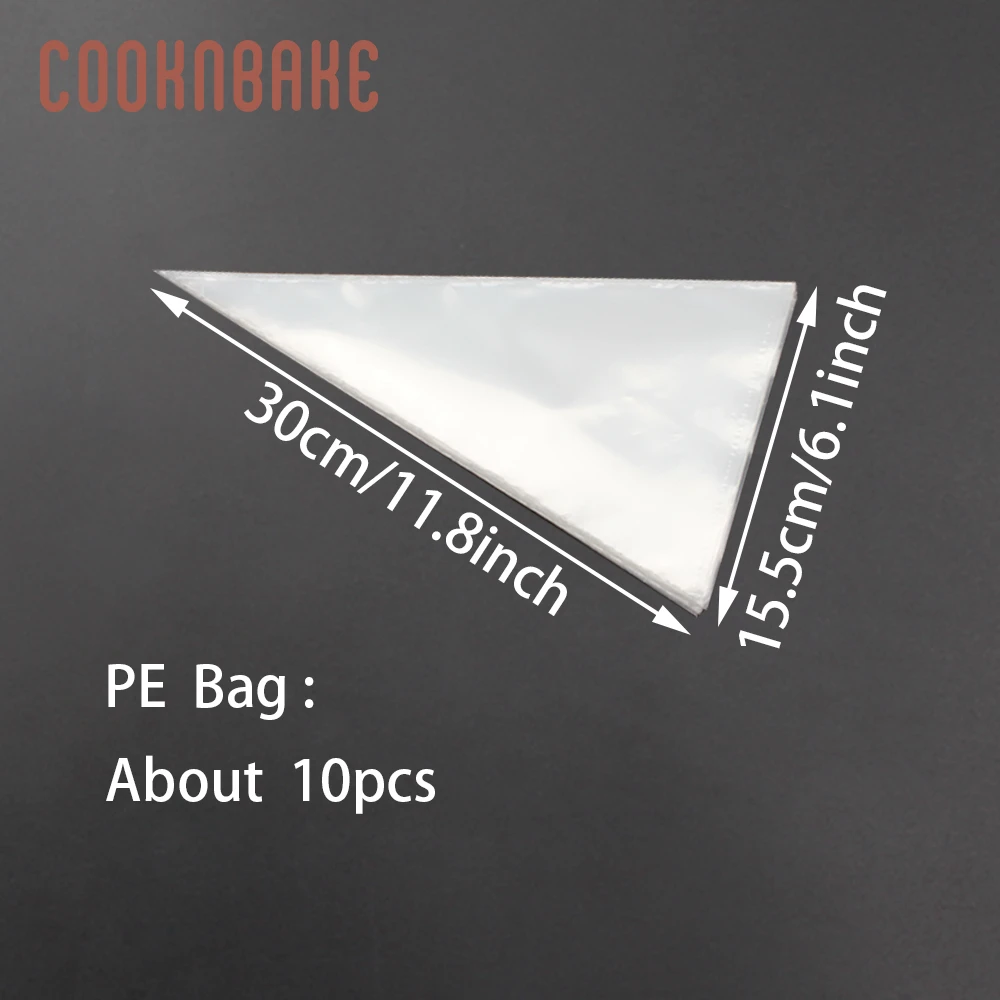 12inch COOKNBAKE 10 шт./компл. PE кондитерских мешков для крема одноразового поддона для торта кондитерский мешок советы сумка прозрачный инструмент для декорирования тортов глазировки сумки - Цвет: 12inch