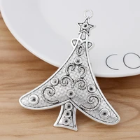 2 pieces tibetan silver large christmas tree charms pendants for necklace jewellery making findings 78x67mm