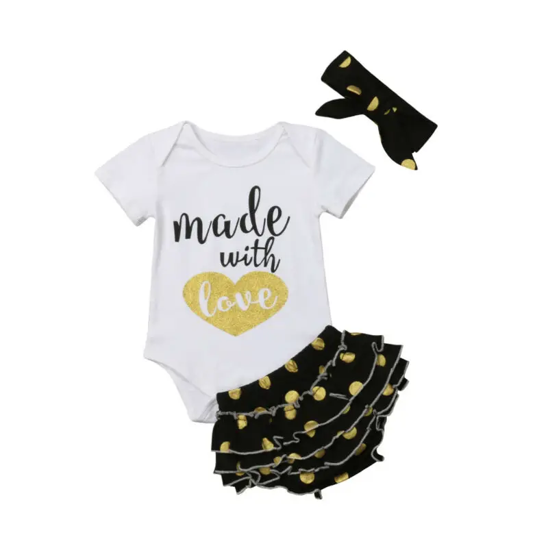 

Emmababy, 3 шт., Одежда для новорожденных, детская одежда для девочек + брюки, комплект одежды в горошек