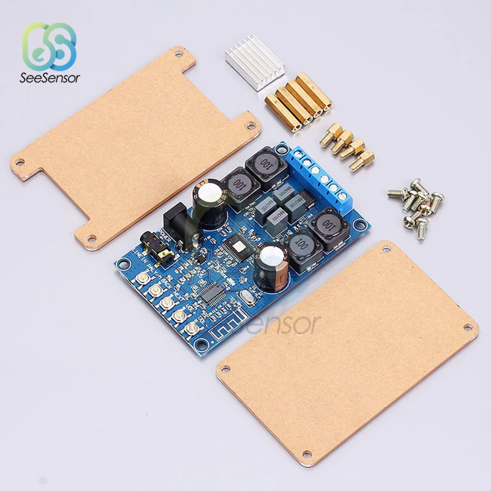 

DC 4.5-27V 50WX2 Bluetooth Digital Audio Amplifier Board Dual Channel High Power Sound Board Bluetooth Speaker with Case Cover