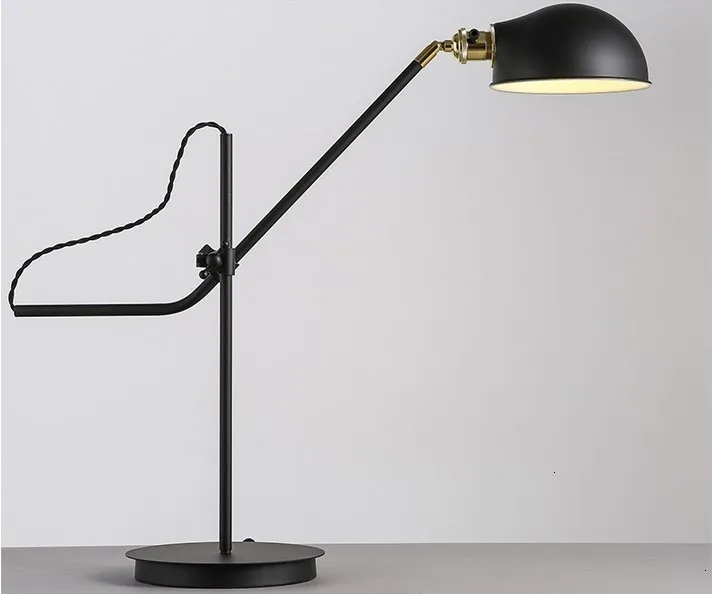Американская регулируемая настольная лампа железная черная декоративная