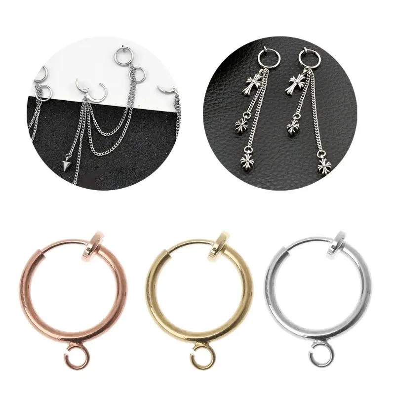 

10Pcs Brass Round Hoop Clip with Loop For Earring DIY Charms Jewelry Findings