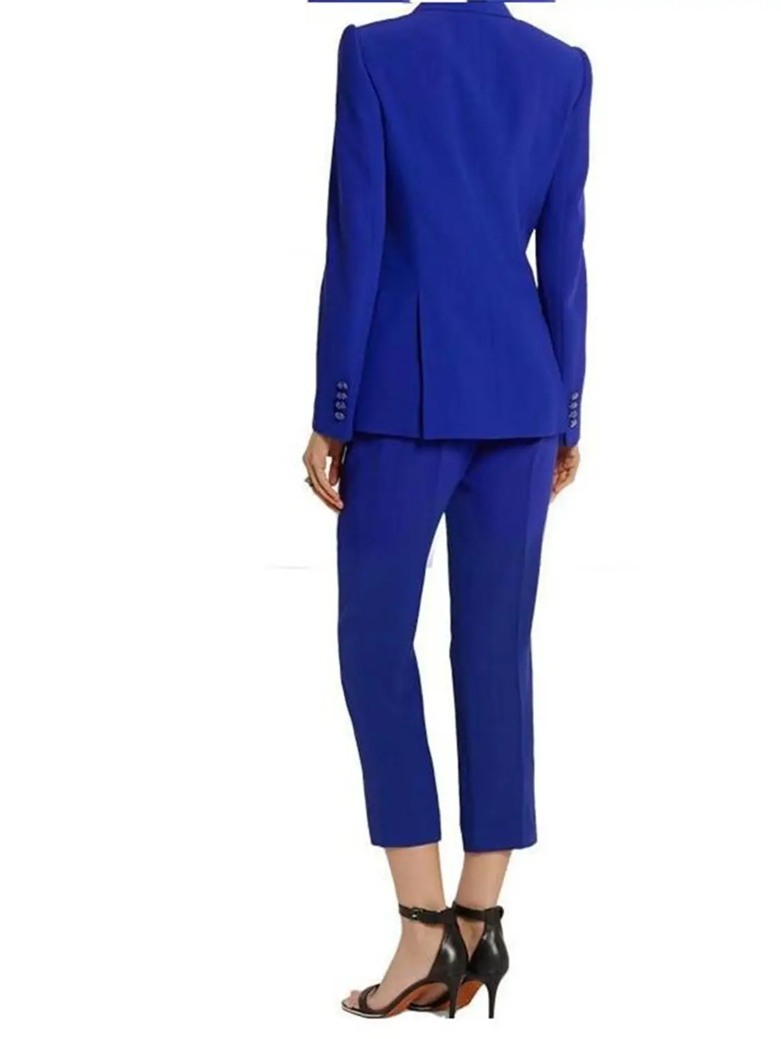 Королевский синий 2 шт женский брючный костюм куртка + брюки женские деловые