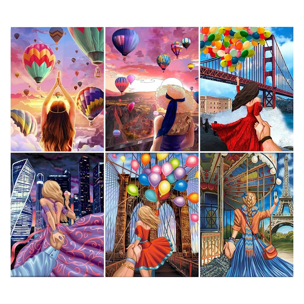 

Алмазная 5d картина «сделай сам», картина с вышивкой, с квадратными и круглыми бусинами, с изображением моста воздушных шаров, для влюбленных...