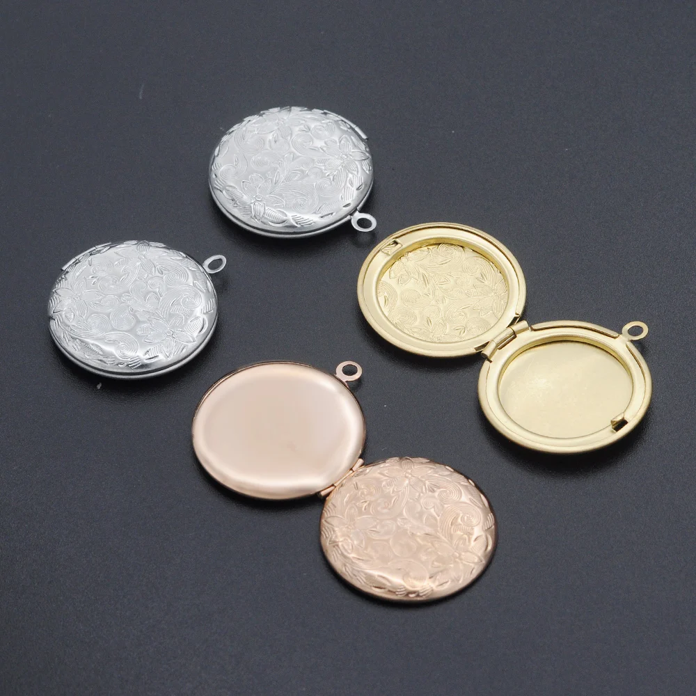 

3pcs/lot Stainless Steel DIY Jewelry Flower Photo Locket Pendant Wholesale Jewelry Making Supplies Never Fade