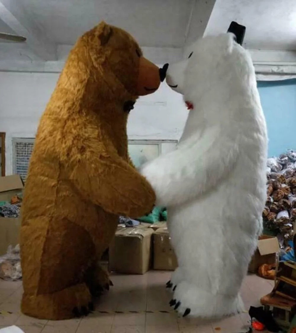Надувной маскарадный костюм белого медведя для Хэллоуина, 2 м, 2,6 м, 3 м, вечерние костюмы для косплея, костюмы для игр, карнавальные рождественские костюмы для взрослых