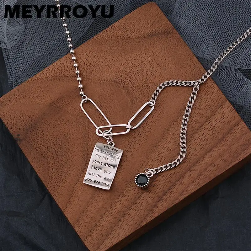 

Женское Ожерелье MEYRROYU, из стерлингового серебра 925 пробы с черным цирконием в европейском и американском стиле ретро, модные ювелирные укра...