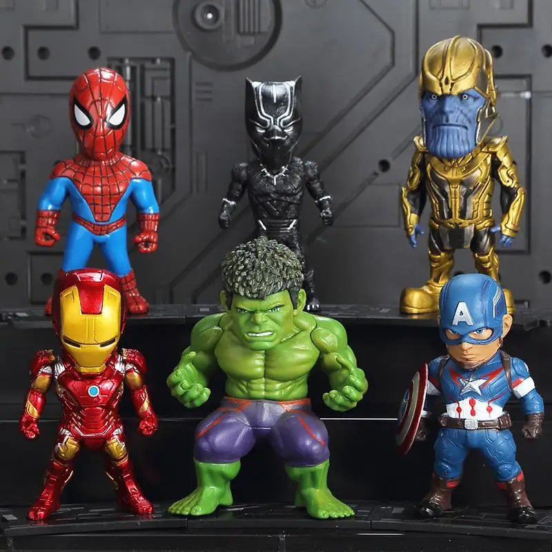 

6pcs/set Disney Marvel Avengers Infinity War Hulk Ironman Thor Spiderman Captain American Anime Action Figure Model Toys