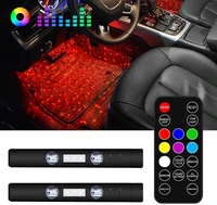 rgb car interior lamp wireless rechargeable foot ambient backlight with remote music control starry sky led decorative light