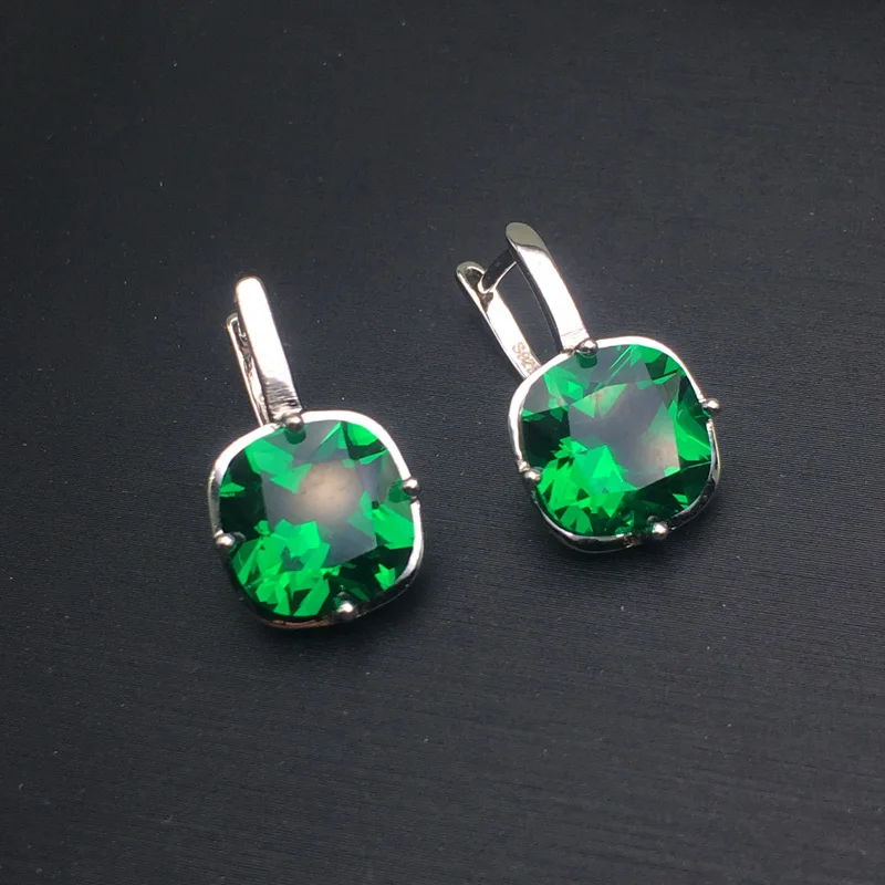 CSJ создали изумрудные серьги из серебра 925 пробы нано изумрудная Подушка 10 мм