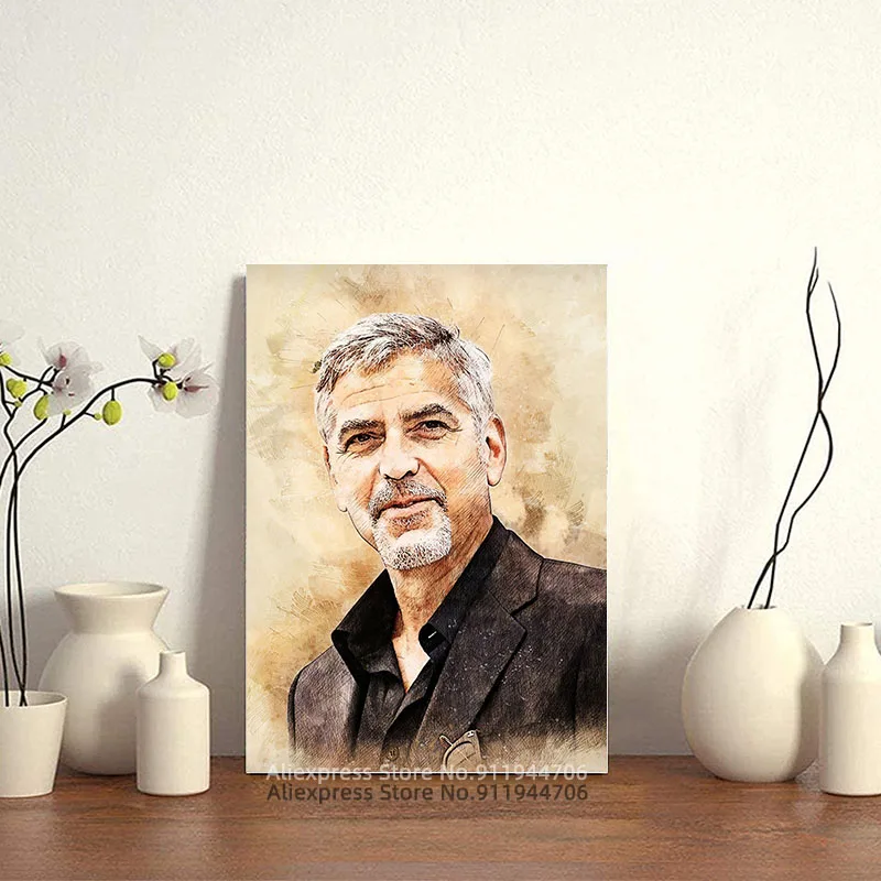 Смешанная Акварельная эскизная техника портрет известного актера Джорджа