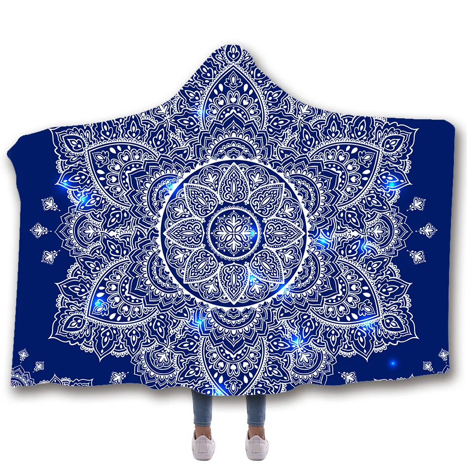 3D серия Мандала цифровое одеяло с капюшоном рисунком цветов Флисовое 2019 простое