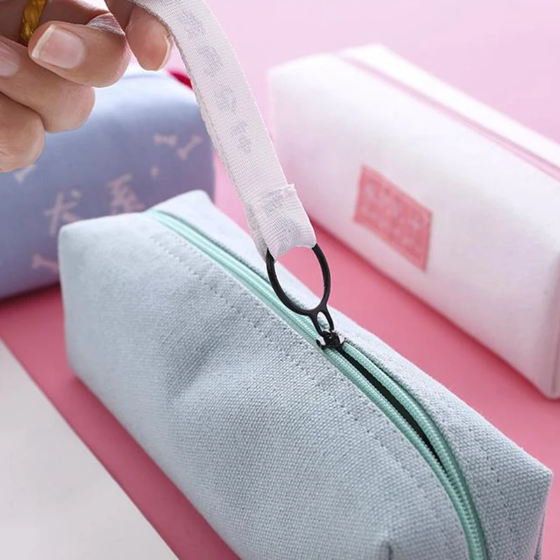 Компактный однотонный студенческий портативный чехол для карандашей школьный