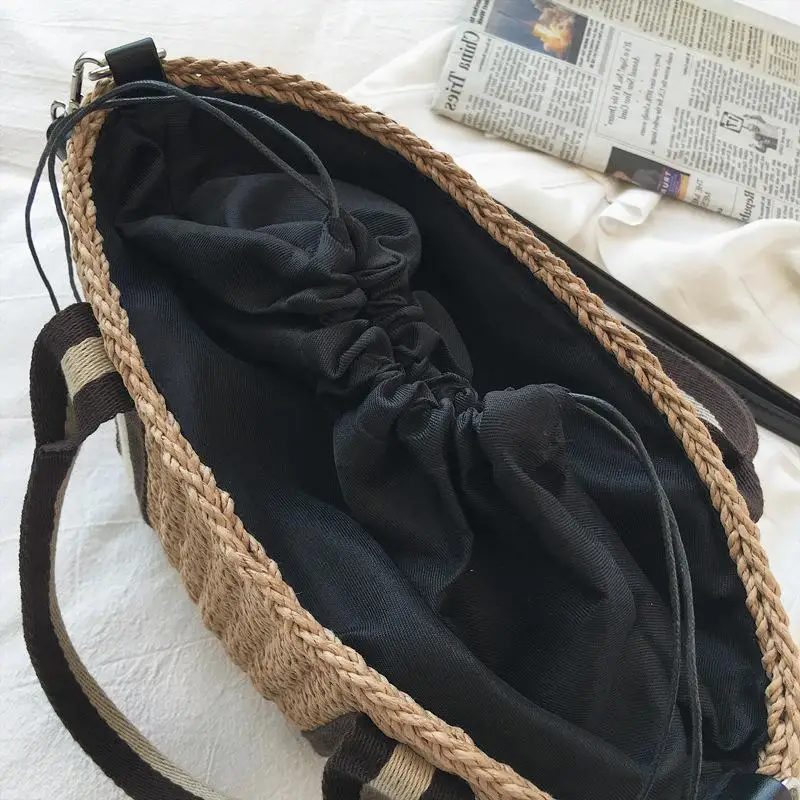 

Summer Straw Handbag Women Large Capacity Weaven Shoulder Bag Rattan Beach Bag Bohemia Vacation Lady Tote Knitted Purse