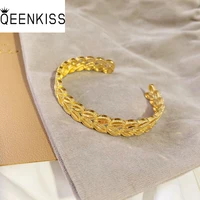 qeenkiss bt5271 fine jewelry wholesale fashion woman girl bride birthday wedding gift wheatear 24kt gold open bracelet bangle