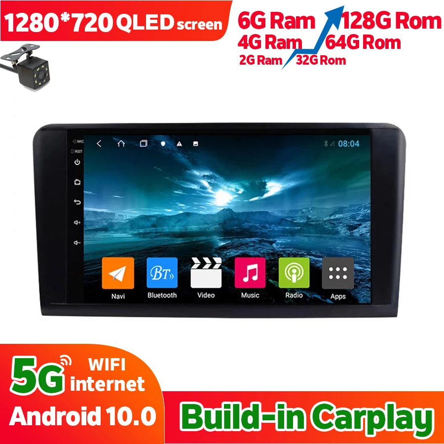 Автомобильный радиоприемник с GPS навигацией 6 ГБ ОЗУ 128 Гб ПЗУ для Mercedes Benz ML 430 450