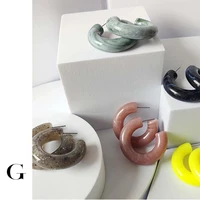 ghidbk 2021 new exaggeration acylic hoop earrings for women multi color acetate tortoise huggie earrings geometric minimalist