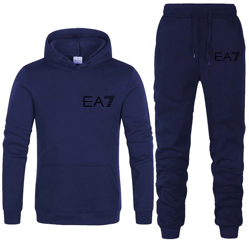 

Autumn Winter Fashion Brand Men Sets New Gyms Men Hoodies + Sweatpants Tracksuit Two Piece Suit Hooded Casual Sets Male Clothes