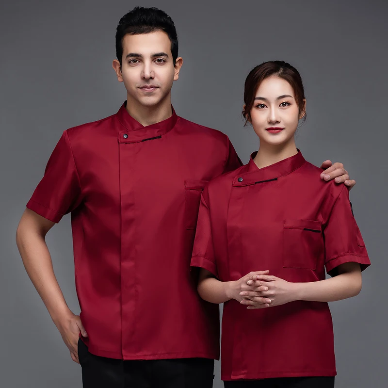 Ресторанная кухонная куртка с коротким рукавом для мужчин и женщин униформа шеф