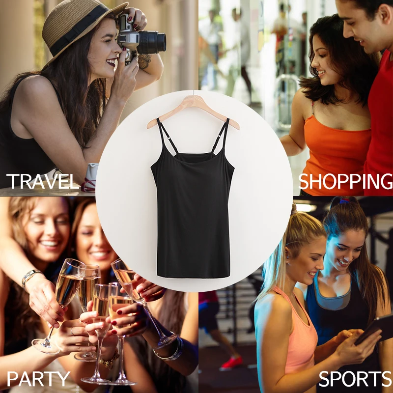 VASLANDA майка с подкладкой бюстгальтер летний топ Mujer Спагетти ремень без рукавов