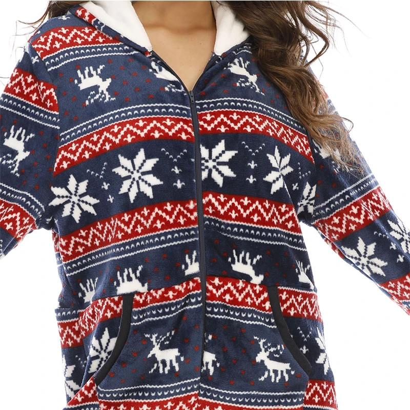 Women&amp#39s pantsuit Christmas Pajamas Ladies Flannel Hooded One-piece Sleepwear Homewear Female Wedding Pajama Home suit |