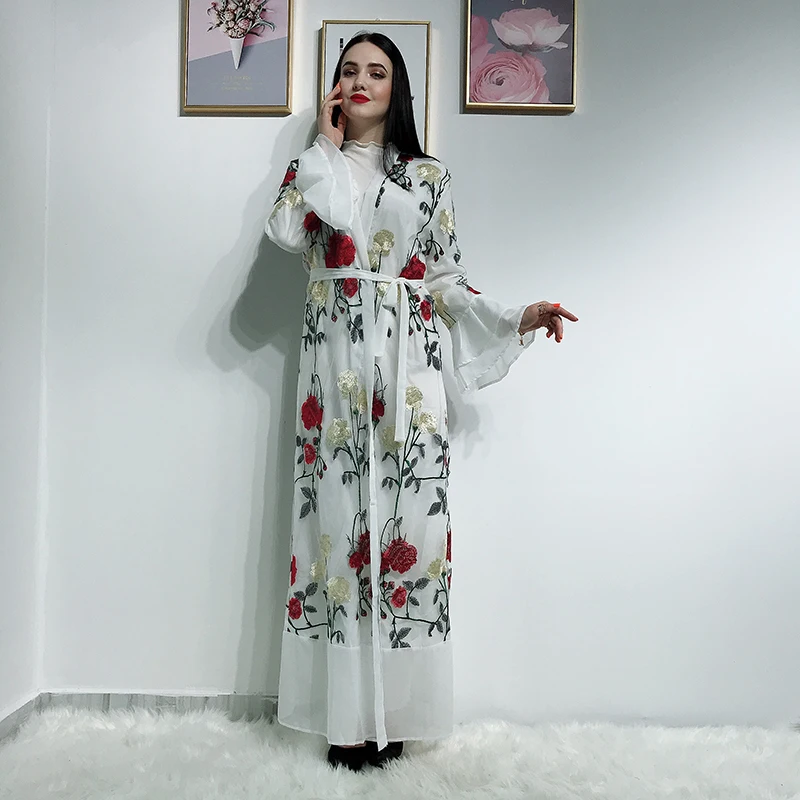 

Embroidery Kimono Open Abaya Dubai Kaftan Islam Muslim Hijab Dress Abayas for Women Robe Caftan Turkish Dresses Islamic Clothing