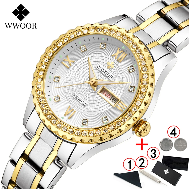 Новинка WWOOR женские часы Топ люксовый бренд модные повседневные кварцевые