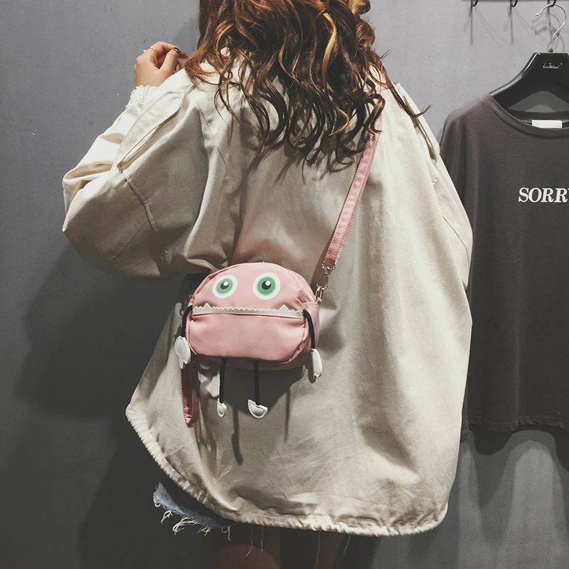Pink Новое поступление, сумка в японском стиле, милый рюкзак из искусственной кожи с изображением маленького монстра для девочек, детский мини-рюкзак, сумка для маленькой девочки, mochila japonesa - Цвет: Pink