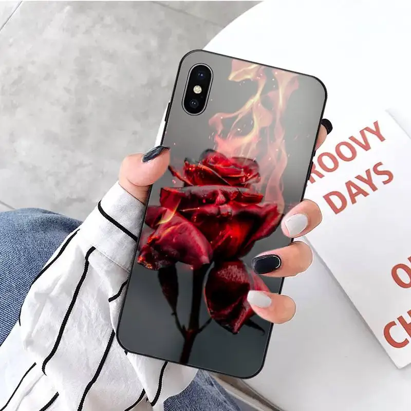 

Red Rose Flowers pattern high quality Anti-fall Phone Case shell For iphone 5 5s 5c se 6 6s 7 8 plus x xs xr 11 pro max