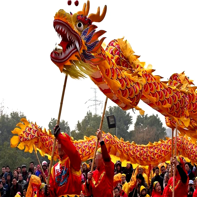4m Dragon Dance Costume  SZ 5 Children 4 Player Student   Play Party Performance Parade Folk Parad Smart Stage Chinese Mascot