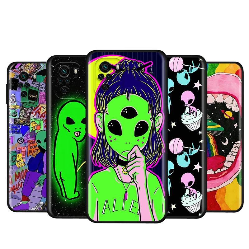 

Aesthetics Cartoon alien space For Xiaomi Redmi Note 10S 10 9 9S 9T 8T 8 7 6 5 Pro Max 5A 4X 4 5G Soft Silicone Phone Case