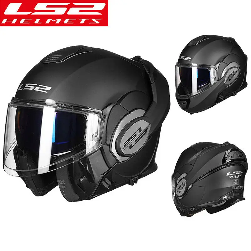 Винтажный Ls2 FF399 откидной мотоциклетный шлем с противотуманной накладкой Pinlock Casco Moto Ретро модульный шлем jet ls2 Moto Casque - Цвет: 2 Matte Black