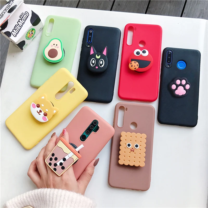 3D silicone cartoon case for Xiaomi Mi10 Mi10 Pro Mi10 Lite Mi10 Ultra Mi 10T 10T Pro Mi 10T Lite phone holder stand cover coque