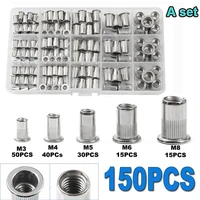 150pcs stainless steel rivet nuts kit m3m4m5m6m8