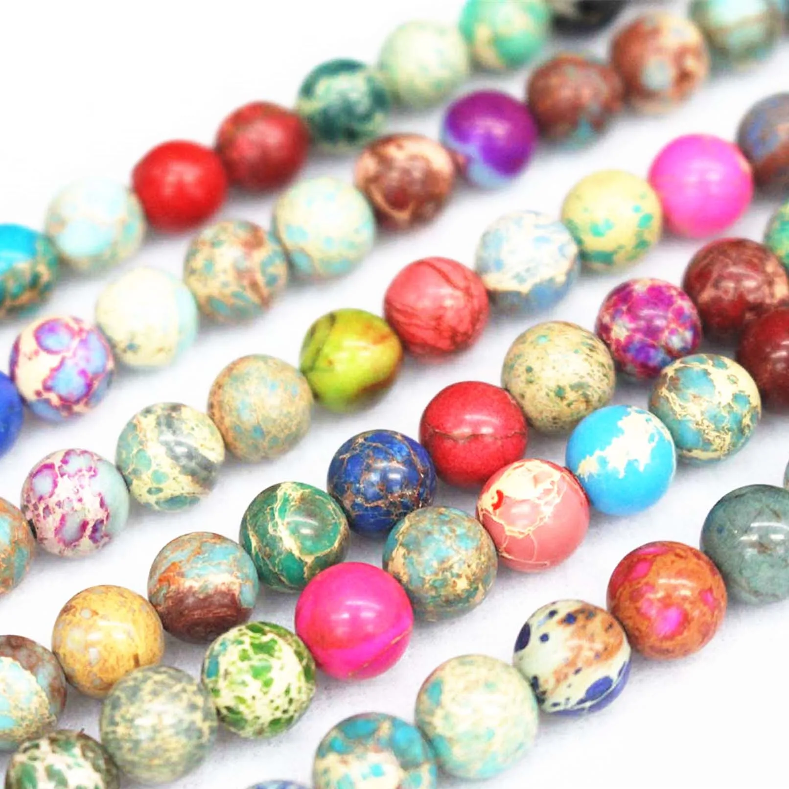 Оптовая продажа бусин из морских осадок Jaspers 4 12 мм Гладкие бусины Aqua Terra Jaspers.