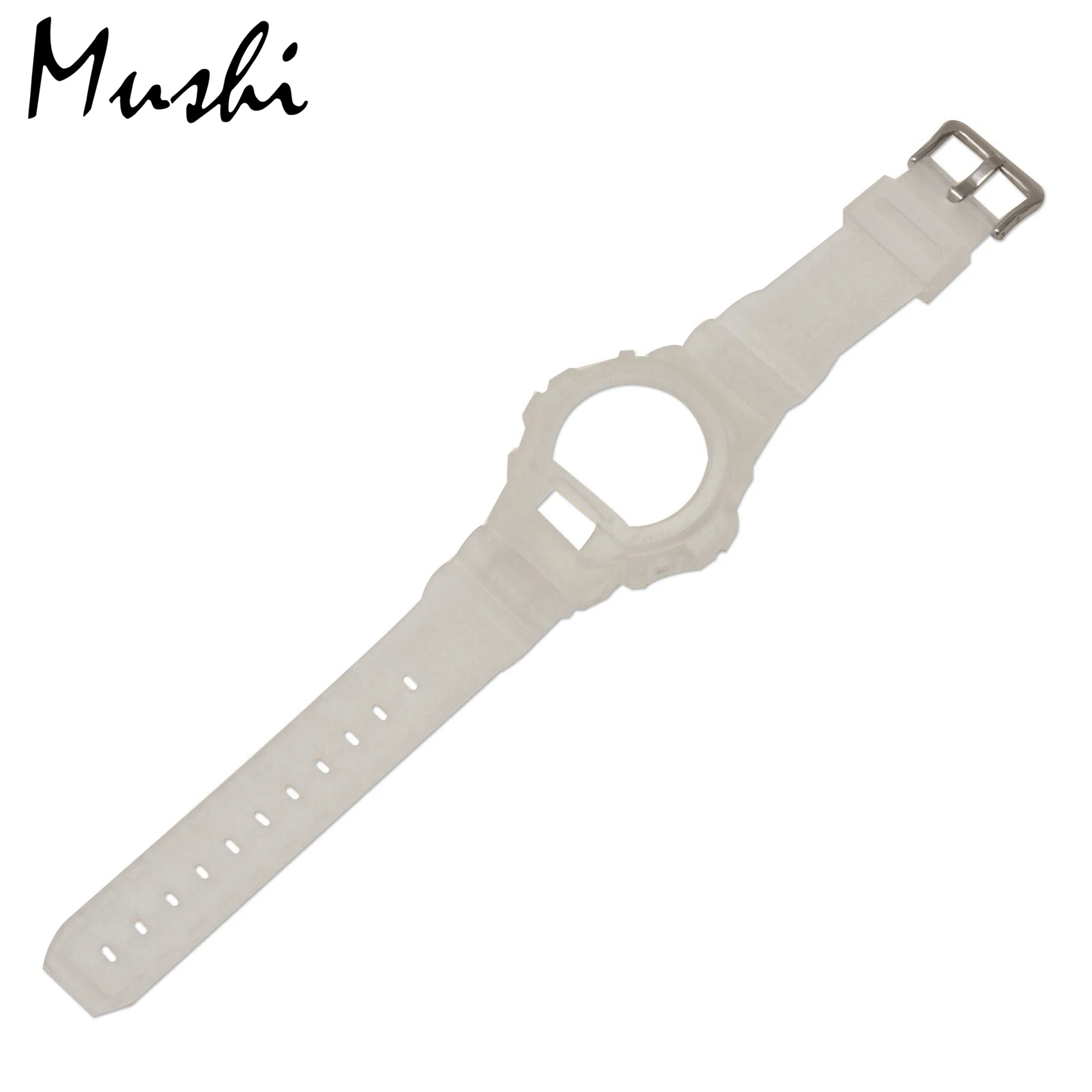 Mushi резина для Casio DW 6900 черный прозрачный синий желтый красный зеленый фиолетовый ремешок с пряжкой чехол для часов с инструментом - Цвет ремешка: Translucent