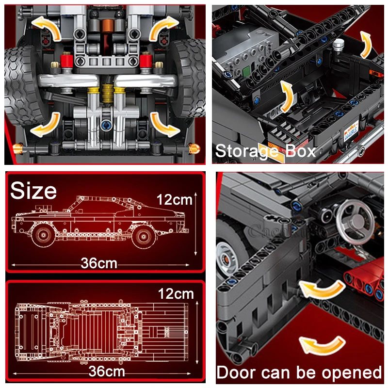 

1098 Pcs Bricks Remote Control Ultimate Muscle Car Technic Model Building Blocks Boys Birthday Gifts Kids RC Toys For Children