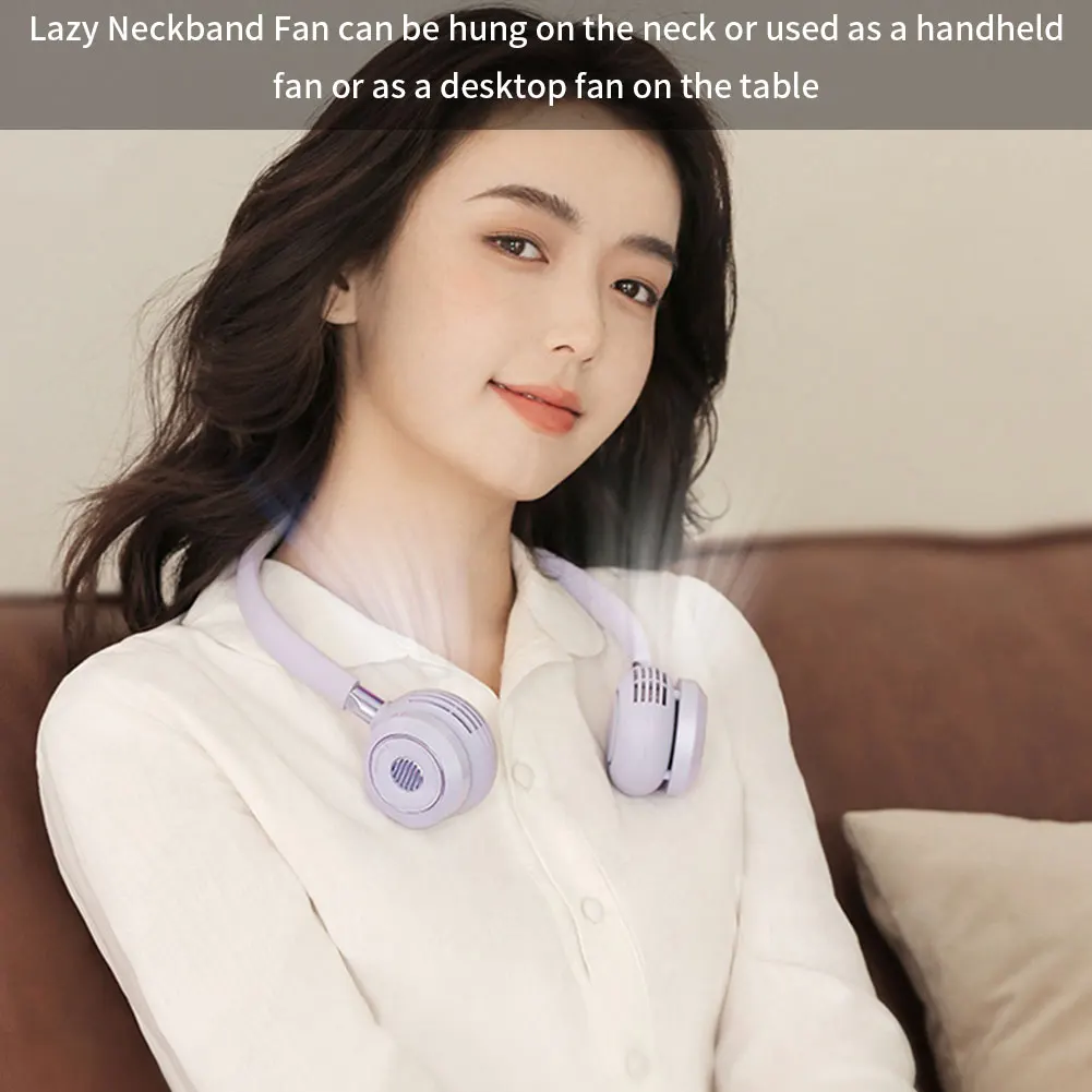 

Outdoor Portable Fan Cold Fan Hands Free Neck Fan Wearable Lazy Sports Neckband Mini Rechargeable 1600mAh Fan For Travel Working
