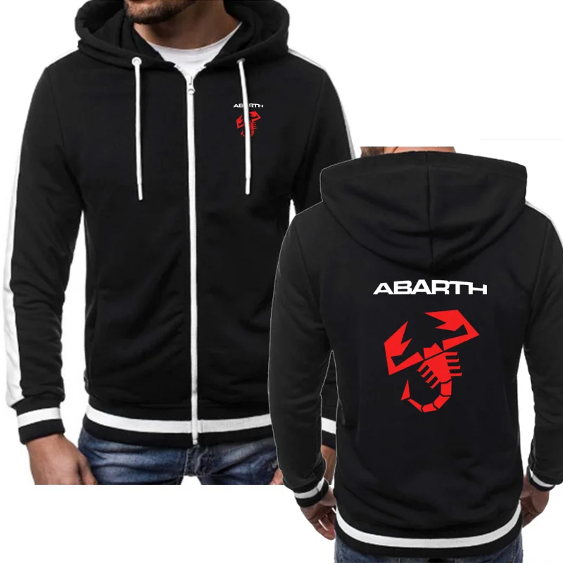 

2021 NEW Men Hoodies Abarth Car Logo Print fashion Casual color Hooded Fleece Sweatshirts zipper Jacket Man Clothing