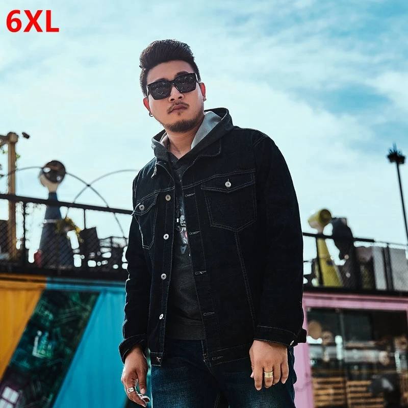 Autumn male plus fertilizer increase denim jacket scorpion wear loose shirt big person extra large size coat 6XL | Мужская одежда