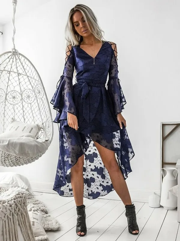 

Linglewei New Spring and Summer Women's Dress New style dress hot V-neck lace up dress