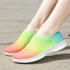 Кроссовки женские сетчатые без шнуровки, дышащие лоферы, повседневная обувь, цветовая температура, Вулканизированная подошва, на лето