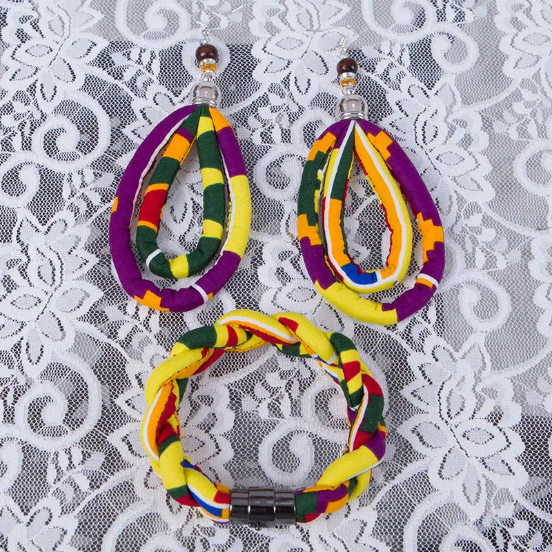 

New African trendy Earrings Ankara Earring Set drop earrings & Matching bangle Africa Wax Print Earrings jewelry findings WYB596