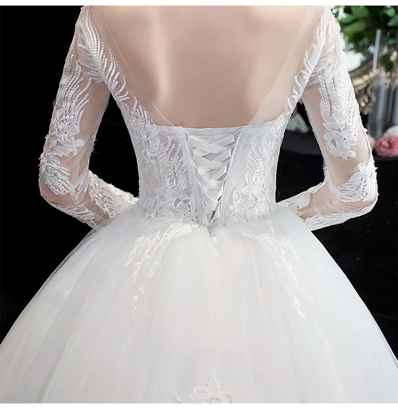 

Wedding Dress Noble V-neck Full Sleeve Wedding Gowns Elegant Lace Embroidery Plus Size Princess Bride Dress Vestido De Noiva
