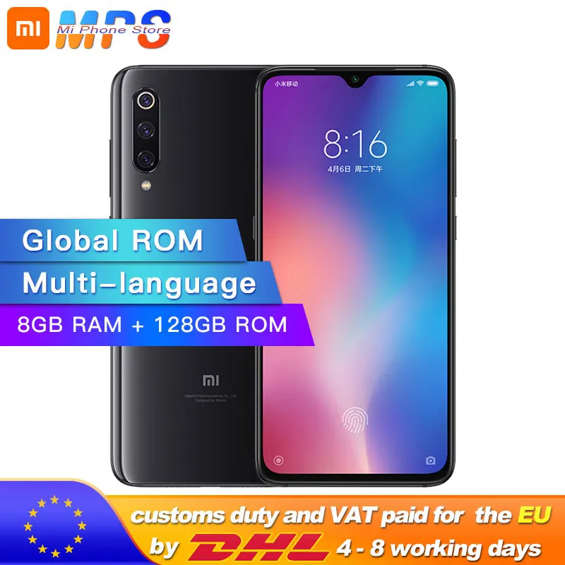 Глобальная ПЗУ Xiaomi mi 9 8GB 128GB Смартфон Snapdragon 855 Octa Core 6 39 &quot1080 P AMOLED дисплей 48MP