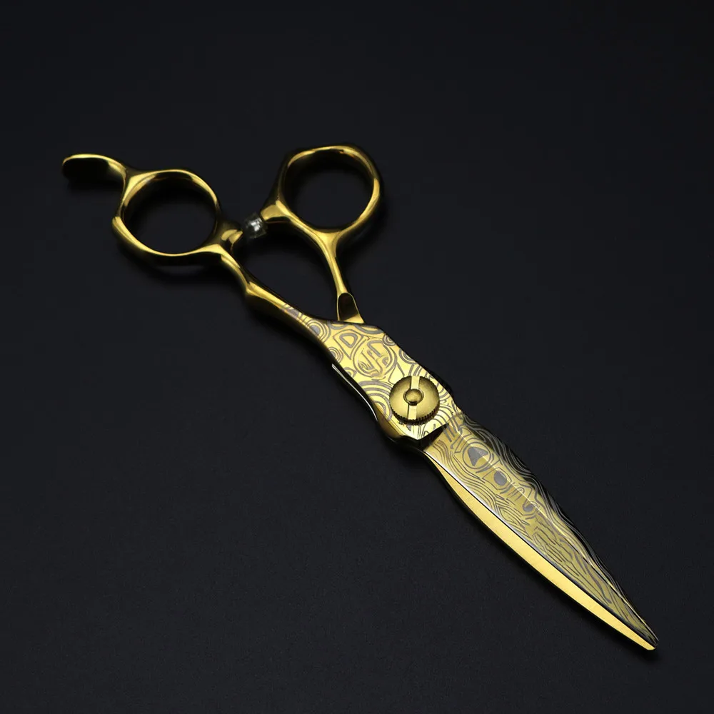 Профессиональные ножницы из золотистой стали 6 дюймов Дамасские для стрижки