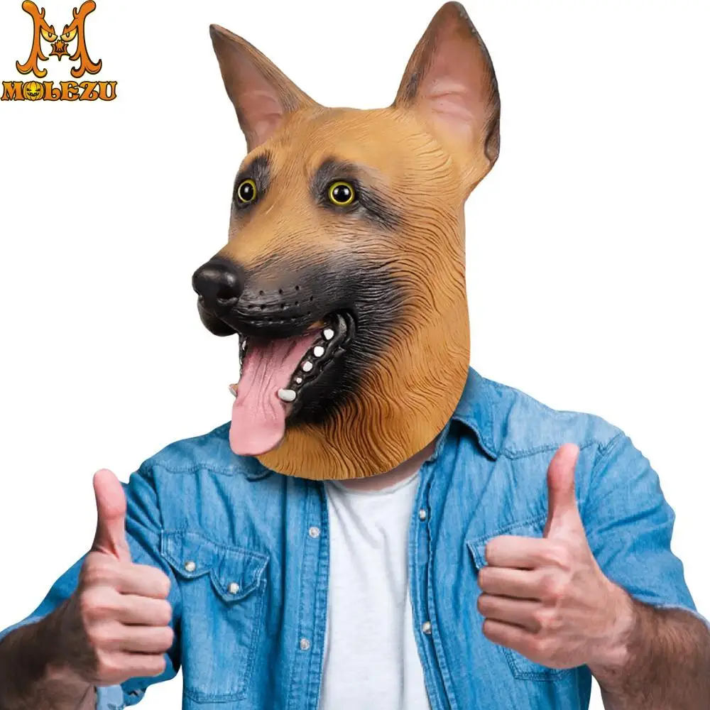 Molezu латекс орлы Underdog маска Хэллоуин голова собаки Пособия по немецкому языку
