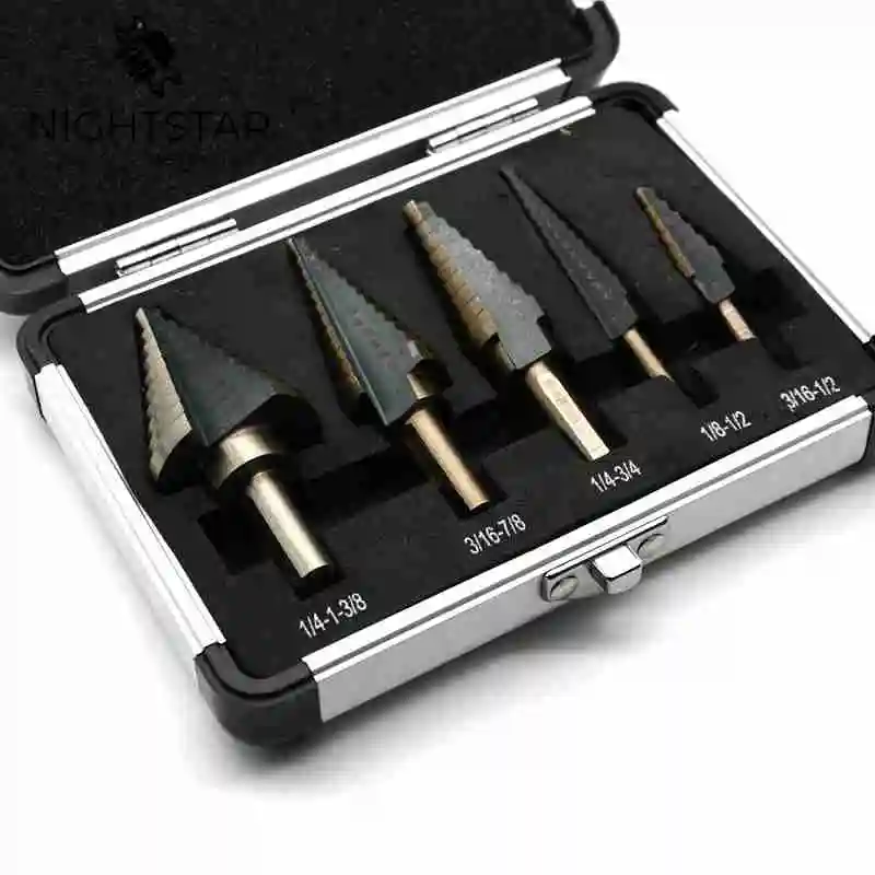 

5PCS HSS Cobalt Multiple Hole 50 Sizes Step Drill Bit Set Tools 1/4-1-3/8 3/16-7/8 1/4-3/4 1/8-1/2 3/16-1/2 Drill Bits